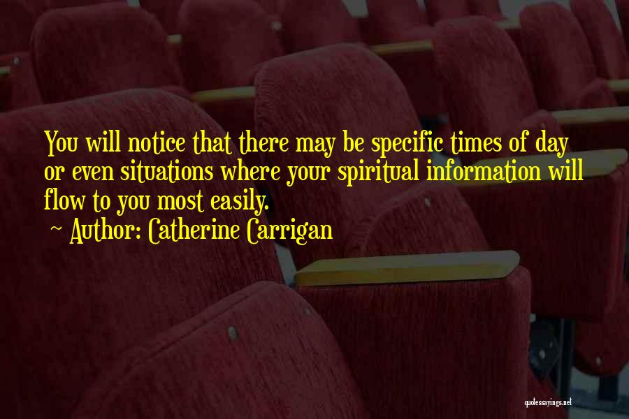 Catherine Carrigan Quotes: You Will Notice That There May Be Specific Times Of Day Or Even Situations Where Your Spiritual Information Will Flow