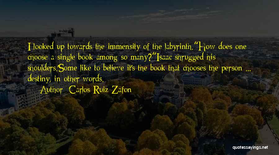 Carlos Ruiz Zafon Quotes: I Looked Up Towards The Immensity Of The Labyrinth.how Does One Choose A Single Book Among So Many?isaac Shrugged His