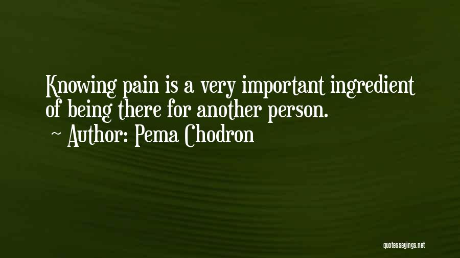 Pema Chodron Quotes: Knowing Pain Is A Very Important Ingredient Of Being There For Another Person.