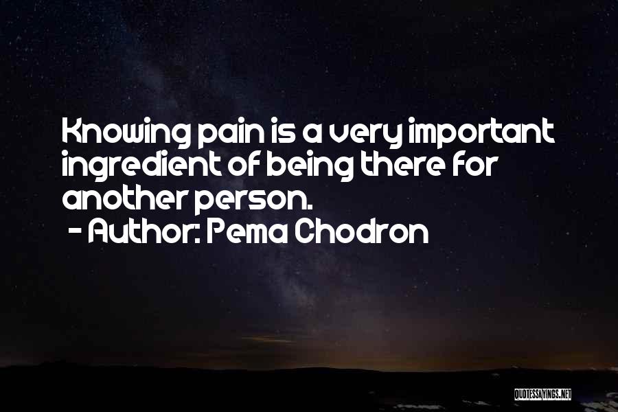 Pema Chodron Quotes: Knowing Pain Is A Very Important Ingredient Of Being There For Another Person.