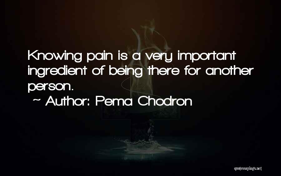 Pema Chodron Quotes: Knowing Pain Is A Very Important Ingredient Of Being There For Another Person.