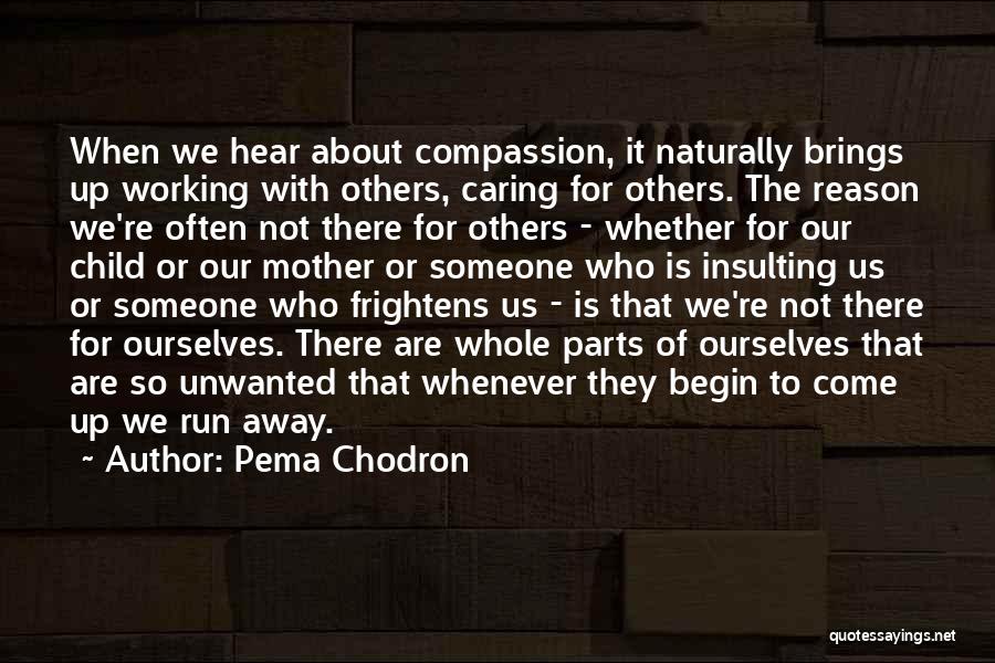 Pema Chodron Quotes: When We Hear About Compassion, It Naturally Brings Up Working With Others, Caring For Others. The Reason We're Often Not