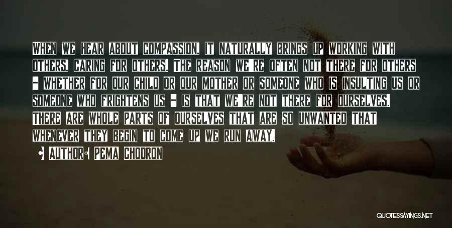 Pema Chodron Quotes: When We Hear About Compassion, It Naturally Brings Up Working With Others, Caring For Others. The Reason We're Often Not