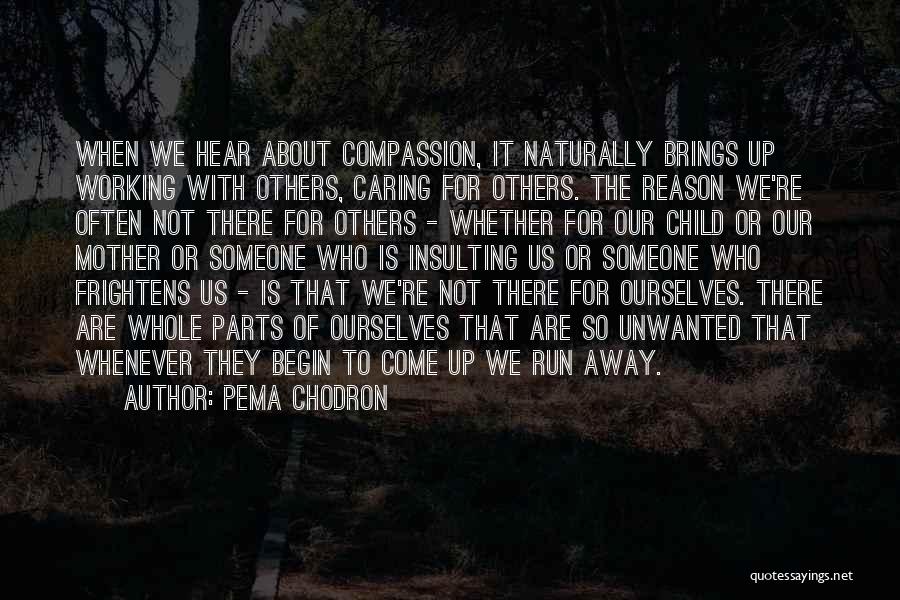 Pema Chodron Quotes: When We Hear About Compassion, It Naturally Brings Up Working With Others, Caring For Others. The Reason We're Often Not