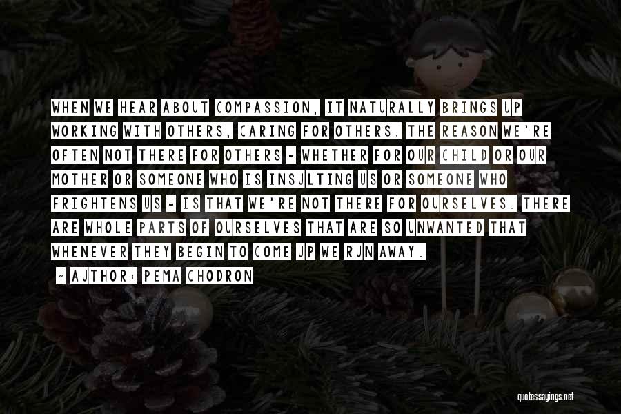 Pema Chodron Quotes: When We Hear About Compassion, It Naturally Brings Up Working With Others, Caring For Others. The Reason We're Often Not