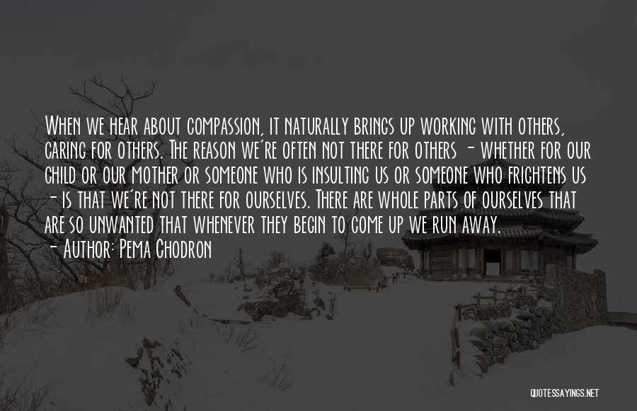 Pema Chodron Quotes: When We Hear About Compassion, It Naturally Brings Up Working With Others, Caring For Others. The Reason We're Often Not