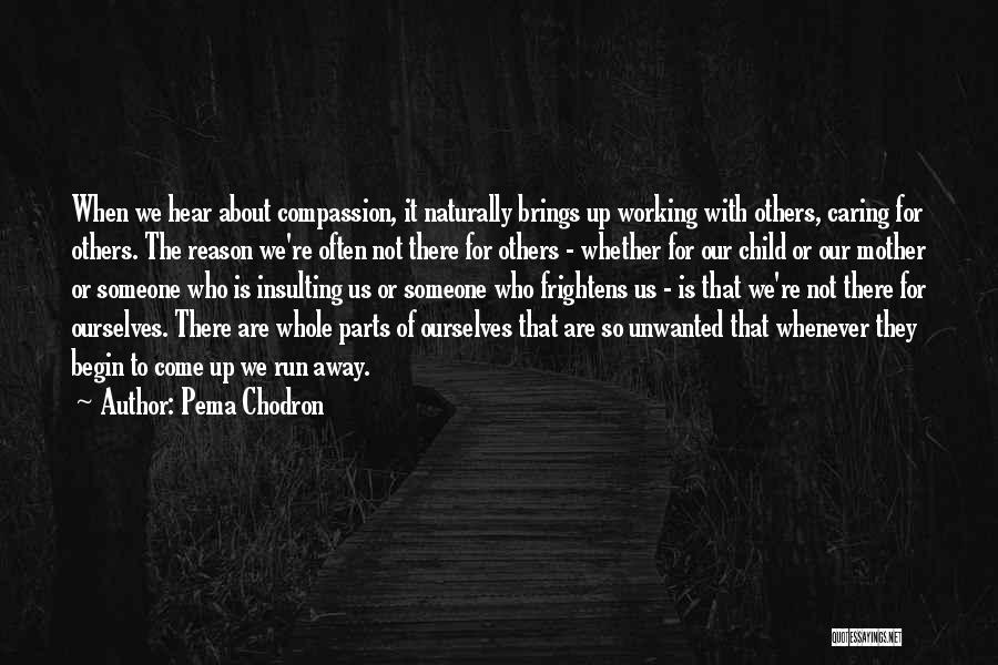 Pema Chodron Quotes: When We Hear About Compassion, It Naturally Brings Up Working With Others, Caring For Others. The Reason We're Often Not