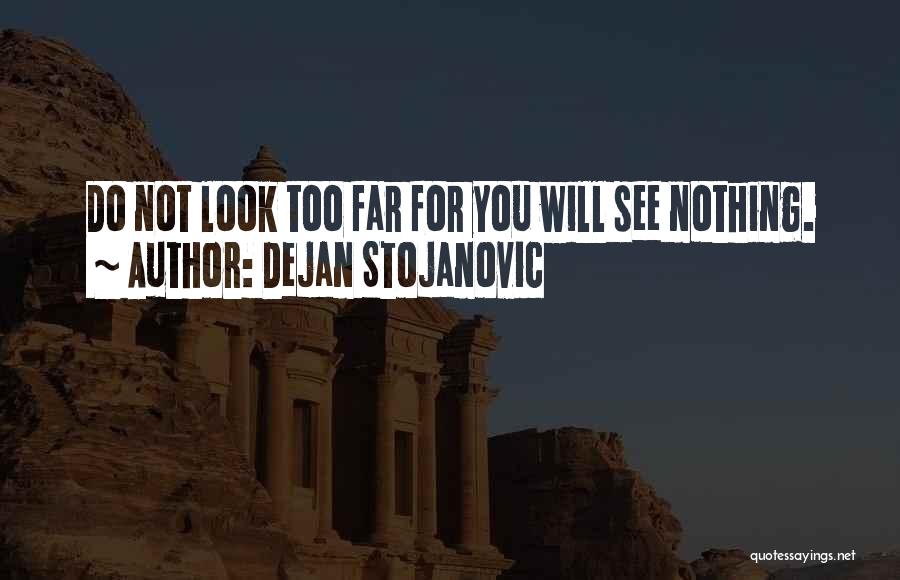 Dejan Stojanovic Quotes: Do Not Look Too Far For You Will See Nothing.