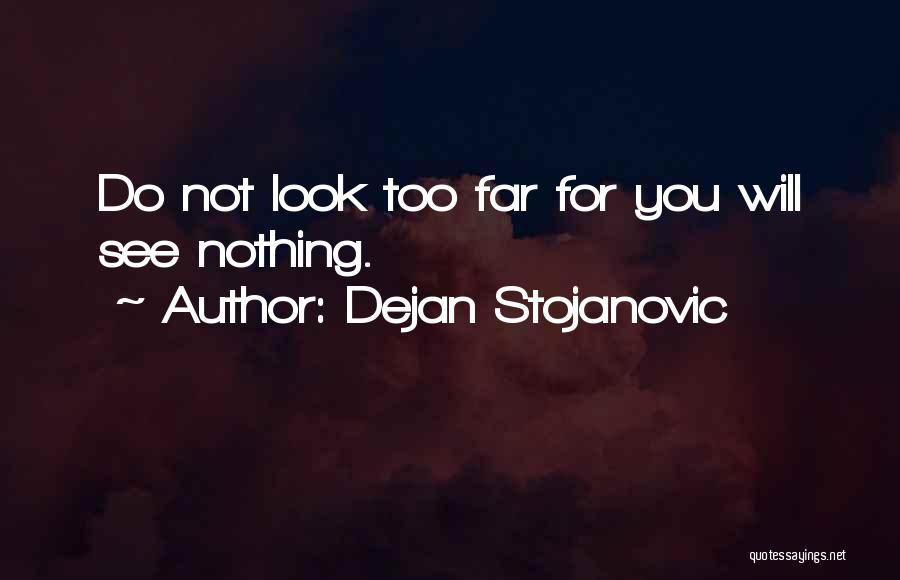 Dejan Stojanovic Quotes: Do Not Look Too Far For You Will See Nothing.