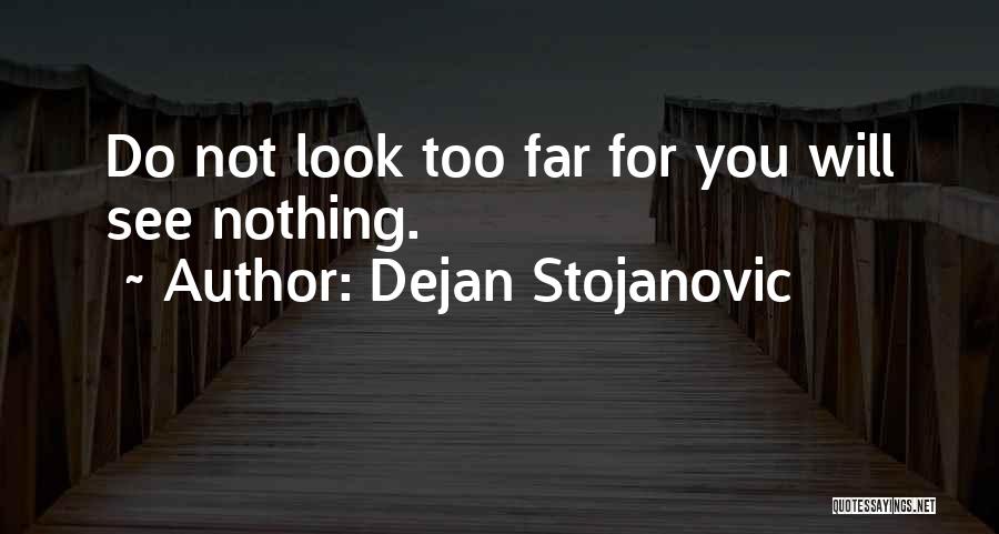 Dejan Stojanovic Quotes: Do Not Look Too Far For You Will See Nothing.