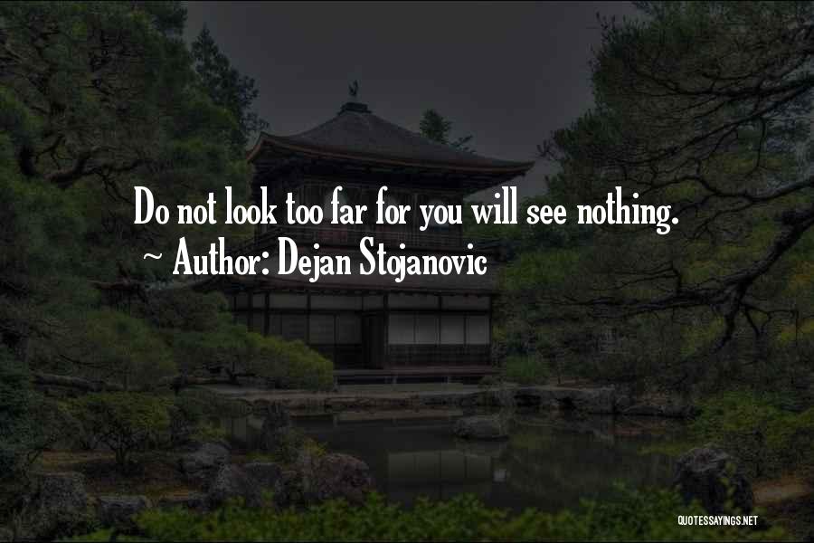 Dejan Stojanovic Quotes: Do Not Look Too Far For You Will See Nothing.