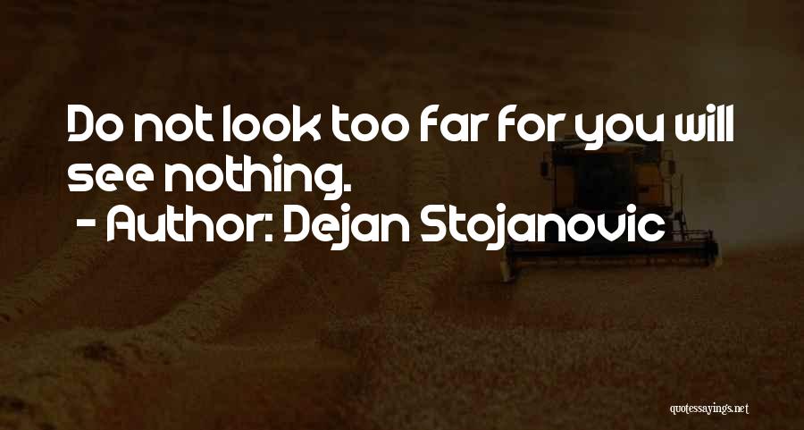 Dejan Stojanovic Quotes: Do Not Look Too Far For You Will See Nothing.