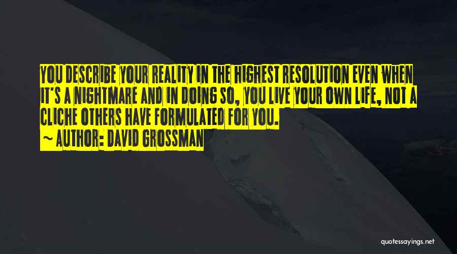 David Grossman Quotes: You Describe Your Reality In The Highest Resolution Even When It's A Nightmare And In Doing So, You Live Your