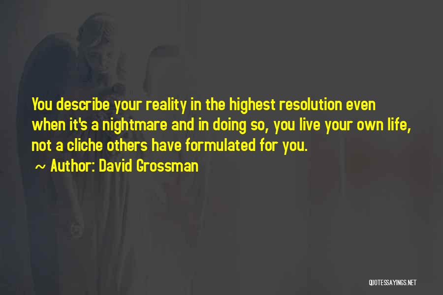 David Grossman Quotes: You Describe Your Reality In The Highest Resolution Even When It's A Nightmare And In Doing So, You Live Your