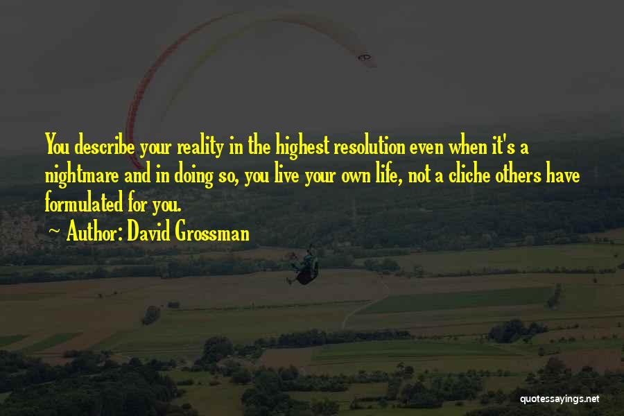 David Grossman Quotes: You Describe Your Reality In The Highest Resolution Even When It's A Nightmare And In Doing So, You Live Your