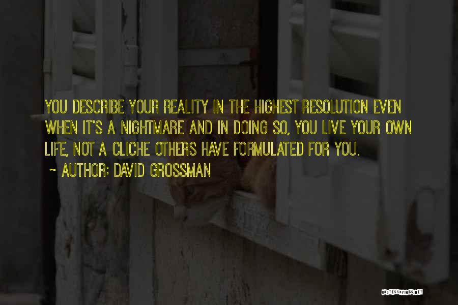 David Grossman Quotes: You Describe Your Reality In The Highest Resolution Even When It's A Nightmare And In Doing So, You Live Your