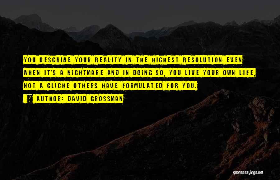 David Grossman Quotes: You Describe Your Reality In The Highest Resolution Even When It's A Nightmare And In Doing So, You Live Your