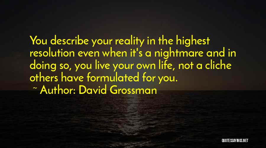 David Grossman Quotes: You Describe Your Reality In The Highest Resolution Even When It's A Nightmare And In Doing So, You Live Your