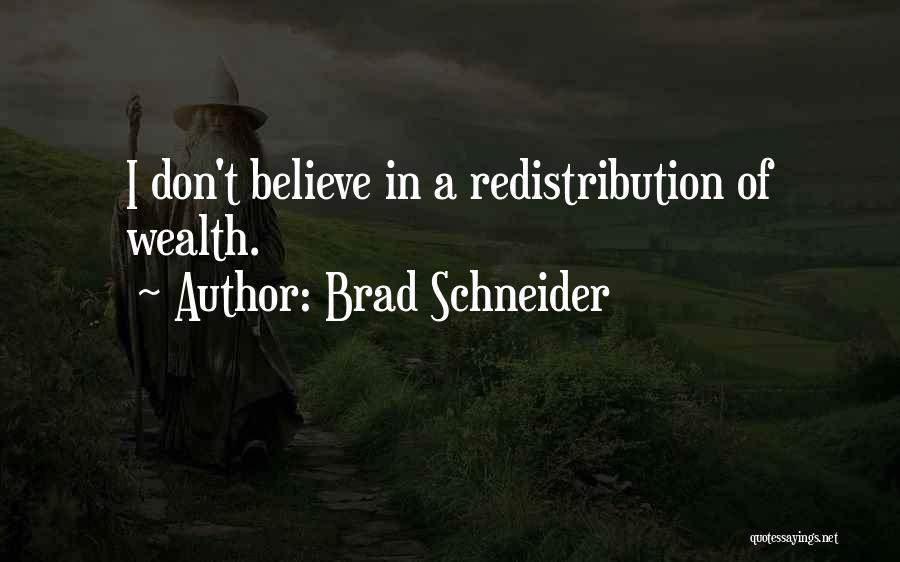 Brad Schneider Quotes: I Don't Believe In A Redistribution Of Wealth.