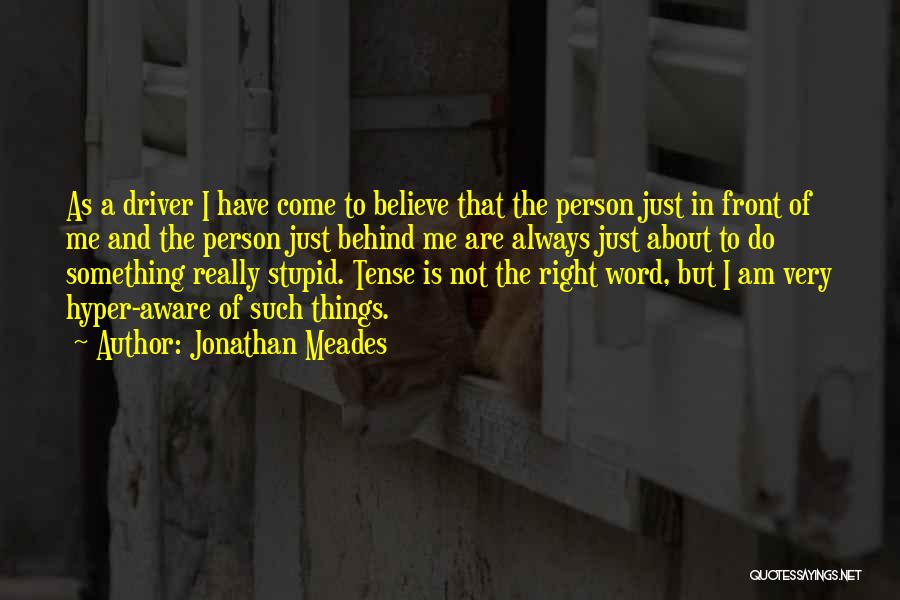 Jonathan Meades Quotes: As A Driver I Have Come To Believe That The Person Just In Front Of Me And The Person Just