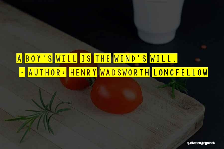 Henry Wadsworth Longfellow Quotes: A Boy's Will Is The Wind's Will.