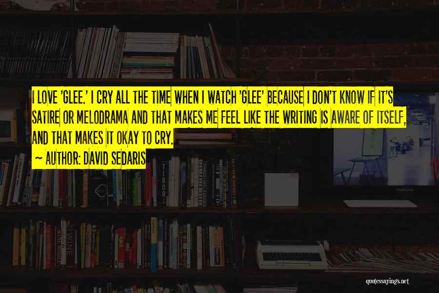 David Sedaris Quotes: I Love 'glee.' I Cry All The Time When I Watch 'glee' Because I Don't Know If It's Satire Or