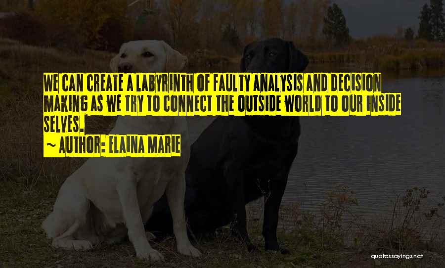 Elaina Marie Quotes: We Can Create A Labyrinth Of Faulty Analysis And Decision Making As We Try To Connect The Outside World To