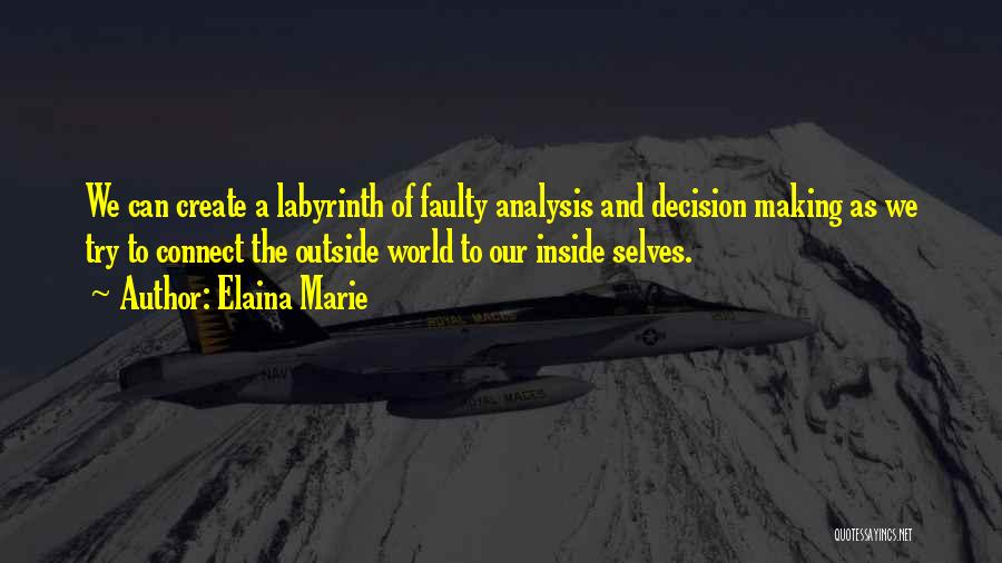 Elaina Marie Quotes: We Can Create A Labyrinth Of Faulty Analysis And Decision Making As We Try To Connect The Outside World To