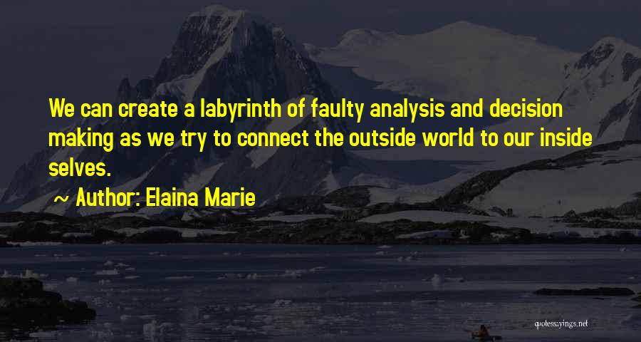 Elaina Marie Quotes: We Can Create A Labyrinth Of Faulty Analysis And Decision Making As We Try To Connect The Outside World To