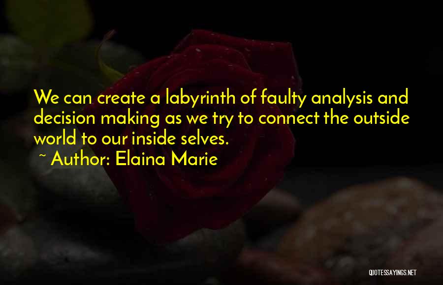 Elaina Marie Quotes: We Can Create A Labyrinth Of Faulty Analysis And Decision Making As We Try To Connect The Outside World To