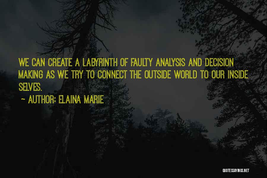 Elaina Marie Quotes: We Can Create A Labyrinth Of Faulty Analysis And Decision Making As We Try To Connect The Outside World To