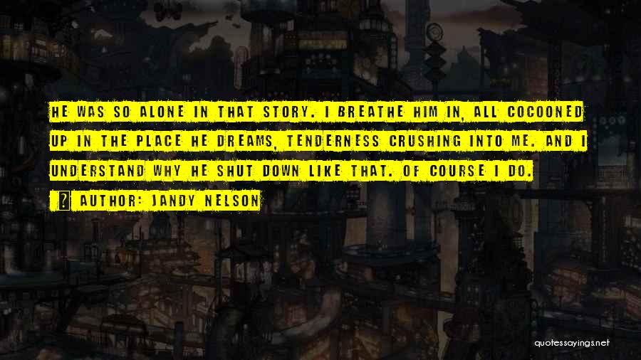 Jandy Nelson Quotes: He Was So Alone In That Story. I Breathe Him In, All Cocooned Up In The Place He Dreams, Tenderness