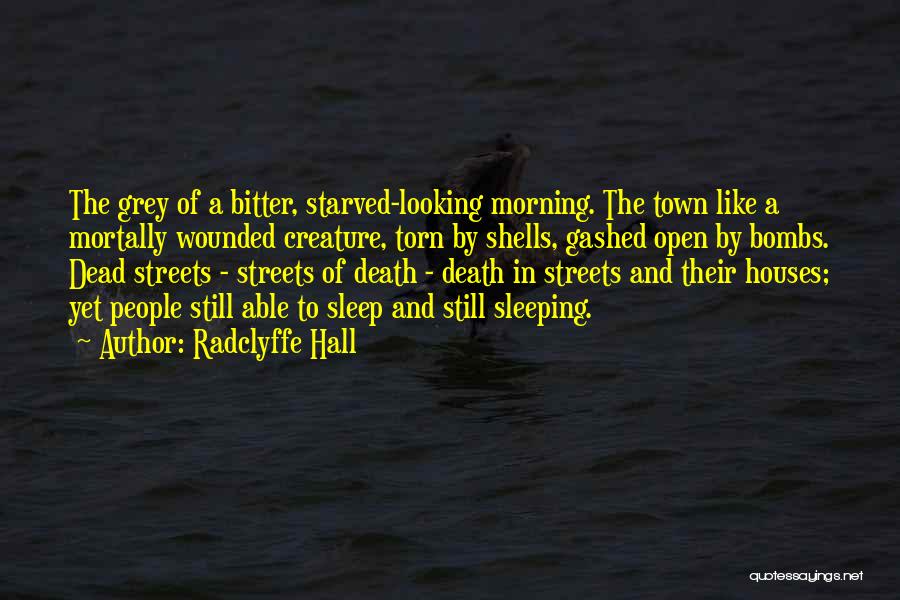 Radclyffe Hall Quotes: The Grey Of A Bitter, Starved-looking Morning. The Town Like A Mortally Wounded Creature, Torn By Shells, Gashed Open By