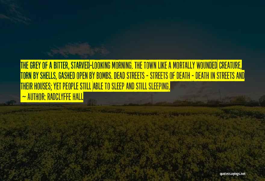 Radclyffe Hall Quotes: The Grey Of A Bitter, Starved-looking Morning. The Town Like A Mortally Wounded Creature, Torn By Shells, Gashed Open By