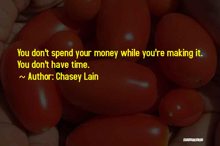Chasey Lain Quotes: You Don't Spend Your Money While You're Making It. You Don't Have Time.