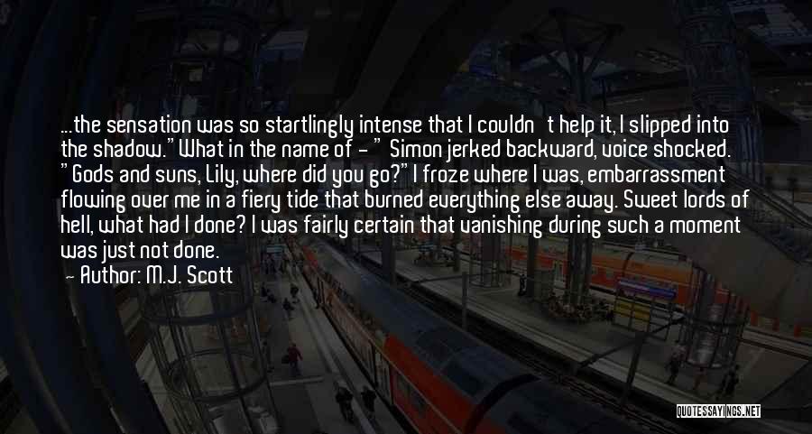 M.J. Scott Quotes: ...the Sensation Was So Startlingly Intense That I Couldn't Help It, I Slipped Into The Shadow.what In The Name Of
