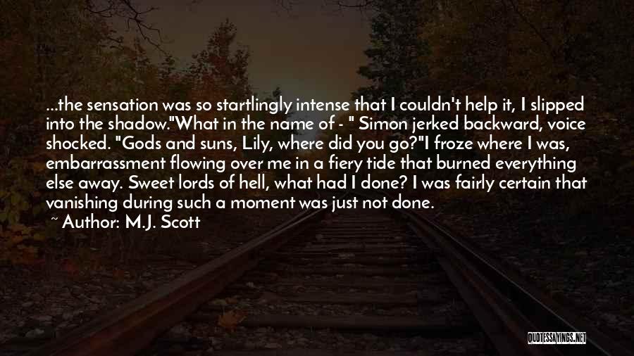 M.J. Scott Quotes: ...the Sensation Was So Startlingly Intense That I Couldn't Help It, I Slipped Into The Shadow.what In The Name Of