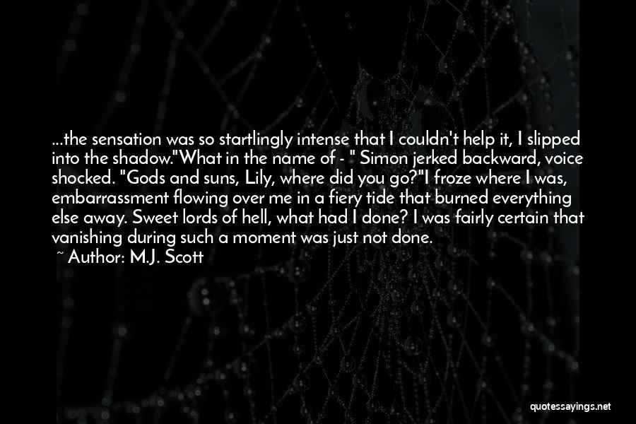 M.J. Scott Quotes: ...the Sensation Was So Startlingly Intense That I Couldn't Help It, I Slipped Into The Shadow.what In The Name Of