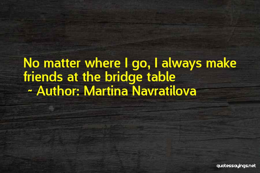 Martina Navratilova Quotes: No Matter Where I Go, I Always Make Friends At The Bridge Table