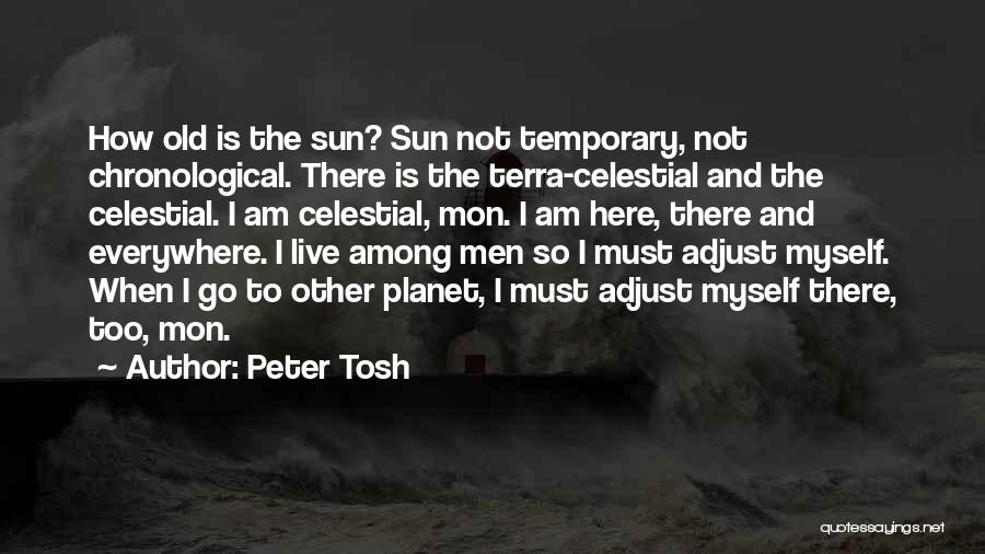 Peter Tosh Quotes: How Old Is The Sun? Sun Not Temporary, Not Chronological. There Is The Terra-celestial And The Celestial. I Am Celestial,