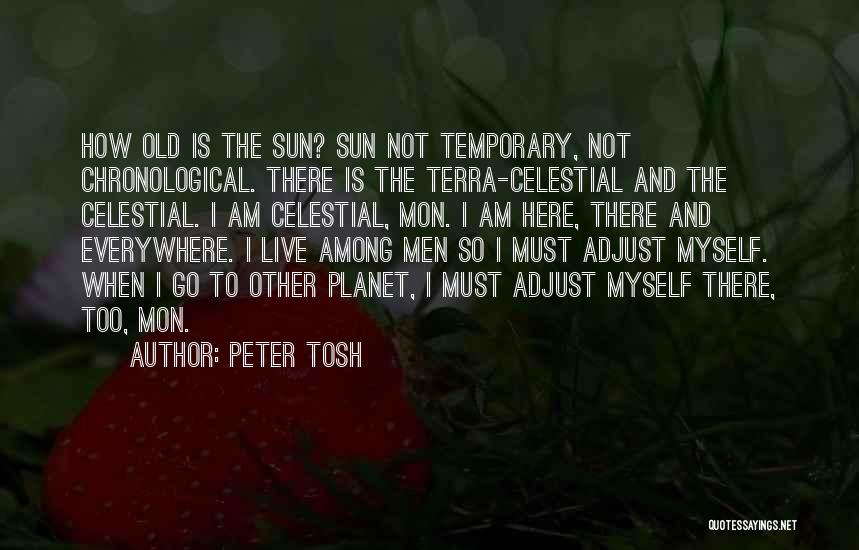 Peter Tosh Quotes: How Old Is The Sun? Sun Not Temporary, Not Chronological. There Is The Terra-celestial And The Celestial. I Am Celestial,