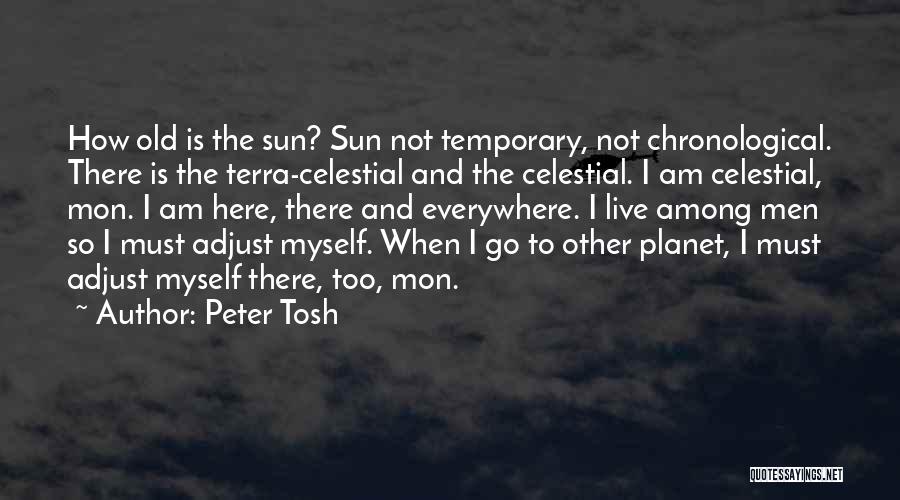 Peter Tosh Quotes: How Old Is The Sun? Sun Not Temporary, Not Chronological. There Is The Terra-celestial And The Celestial. I Am Celestial,