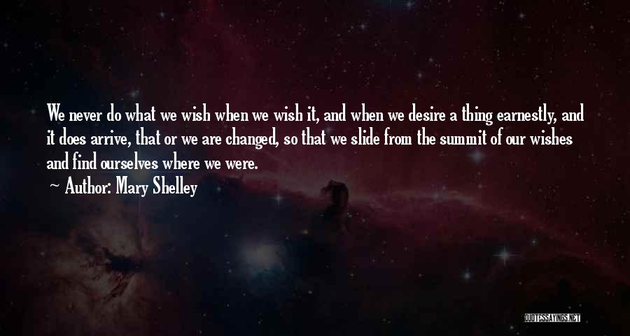 Mary Shelley Quotes: We Never Do What We Wish When We Wish It, And When We Desire A Thing Earnestly, And It Does