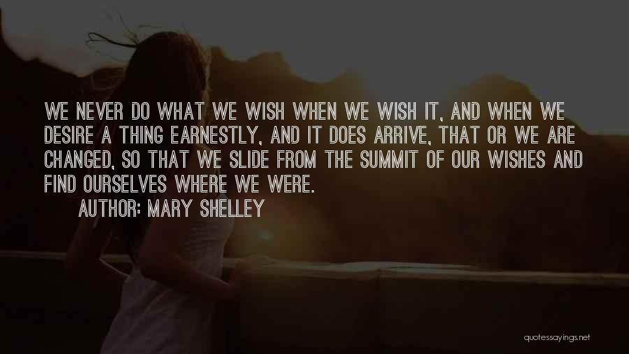 Mary Shelley Quotes: We Never Do What We Wish When We Wish It, And When We Desire A Thing Earnestly, And It Does