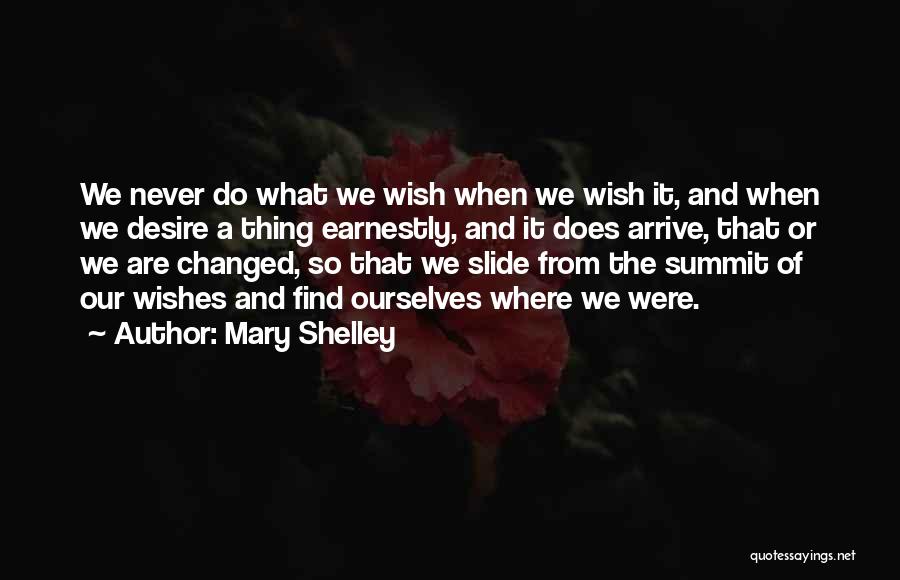 Mary Shelley Quotes: We Never Do What We Wish When We Wish It, And When We Desire A Thing Earnestly, And It Does