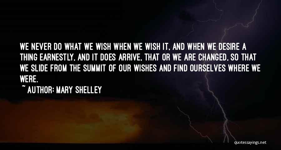 Mary Shelley Quotes: We Never Do What We Wish When We Wish It, And When We Desire A Thing Earnestly, And It Does