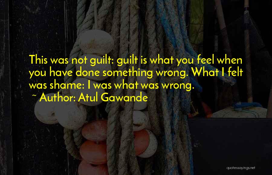Atul Gawande Quotes: This Was Not Guilt: Guilt Is What You Feel When You Have Done Something Wrong. What I Felt Was Shame:
