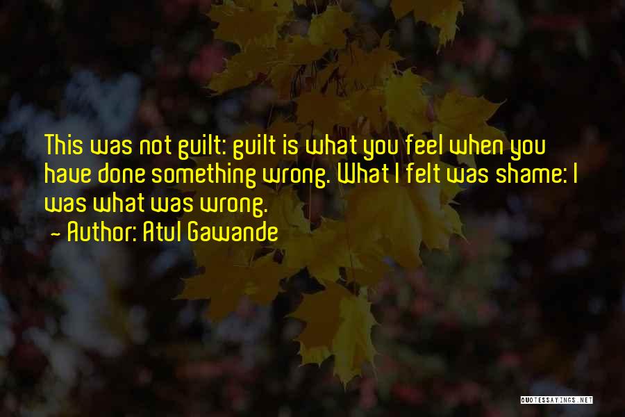 Atul Gawande Quotes: This Was Not Guilt: Guilt Is What You Feel When You Have Done Something Wrong. What I Felt Was Shame: