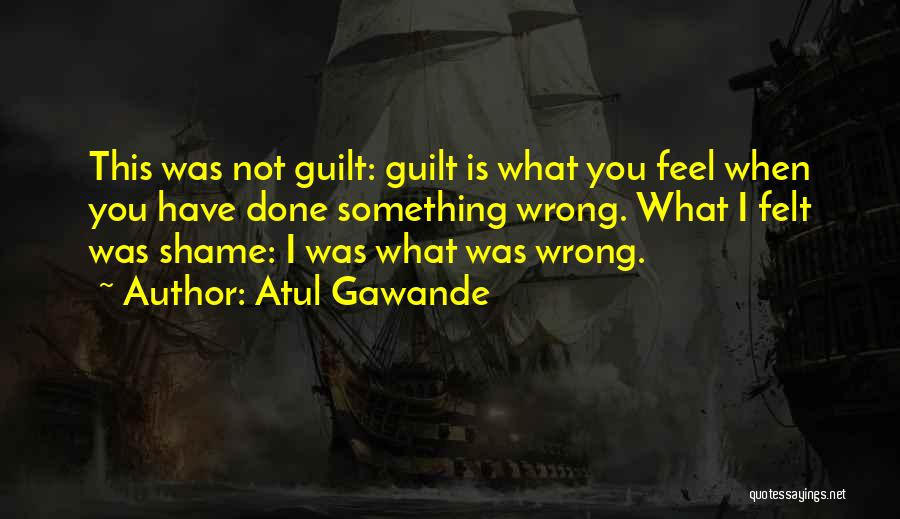 Atul Gawande Quotes: This Was Not Guilt: Guilt Is What You Feel When You Have Done Something Wrong. What I Felt Was Shame: