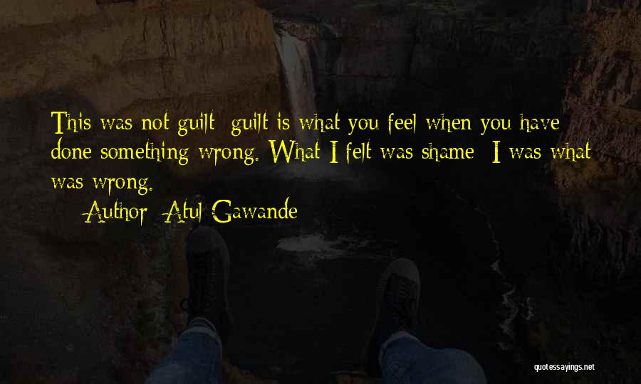 Atul Gawande Quotes: This Was Not Guilt: Guilt Is What You Feel When You Have Done Something Wrong. What I Felt Was Shame: